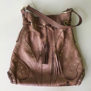 BULGA Brown Leather Hobo Handbag